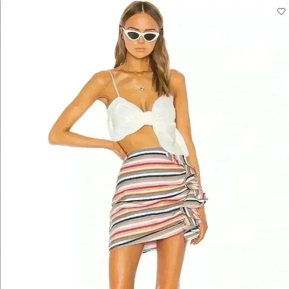 Shaycation x Revolve Elsie Rainbow Mini Skirt Women's Large Ruffles Festival NEW - Picture 5 of 13